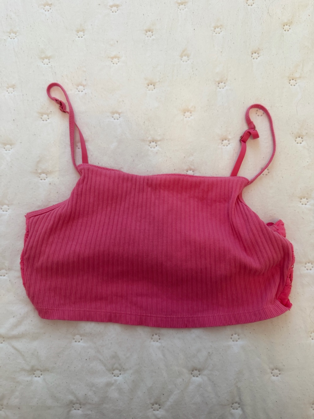 aerie Hot Pink Ribbed Cropped Cami